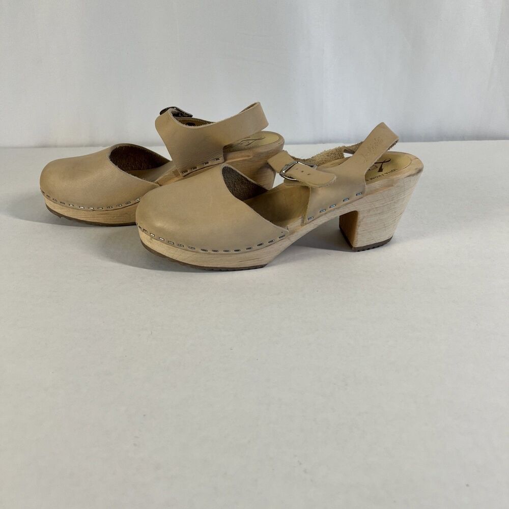 Lotta From Stockholm Women's High Heel Clogs Tan, Size 38 (US 7.5) - Picture 4 of 7
